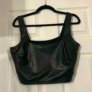 Faux leather crop top - body contour. New with tag NWT - never worn!! Black